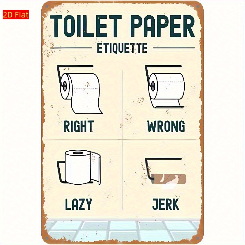 Home Bathroom Etiquette - Wooden Toilet Paper Etiquette Sign -