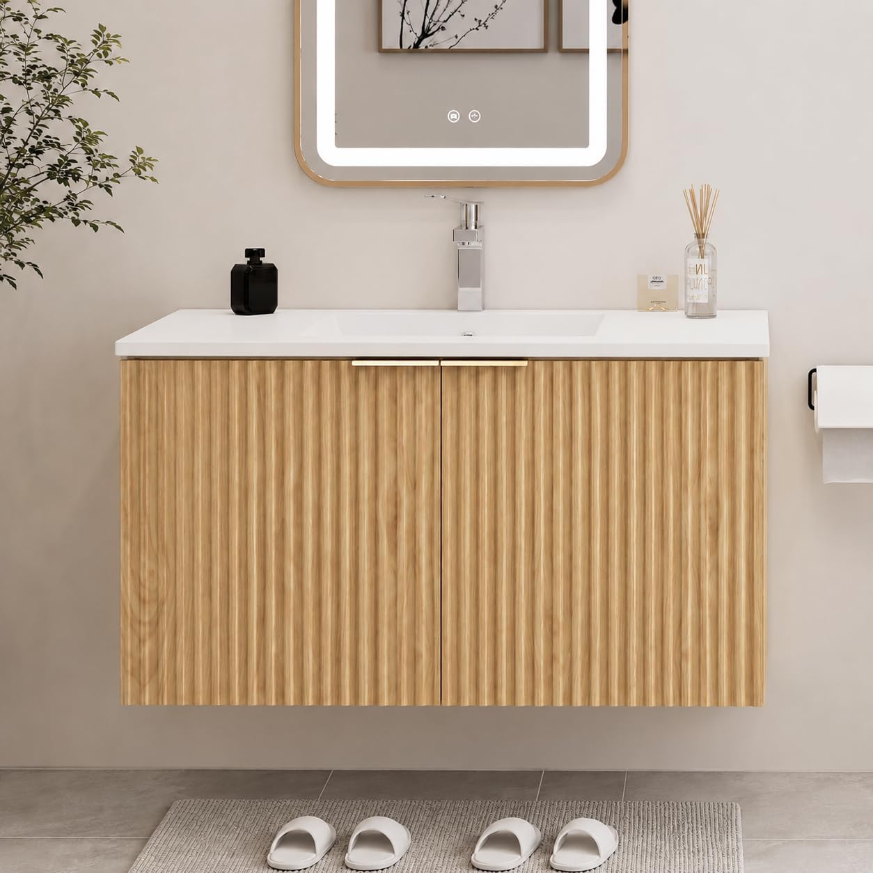 Home For Bathroom - Modern Floating Bathroom Vanity With Wavy