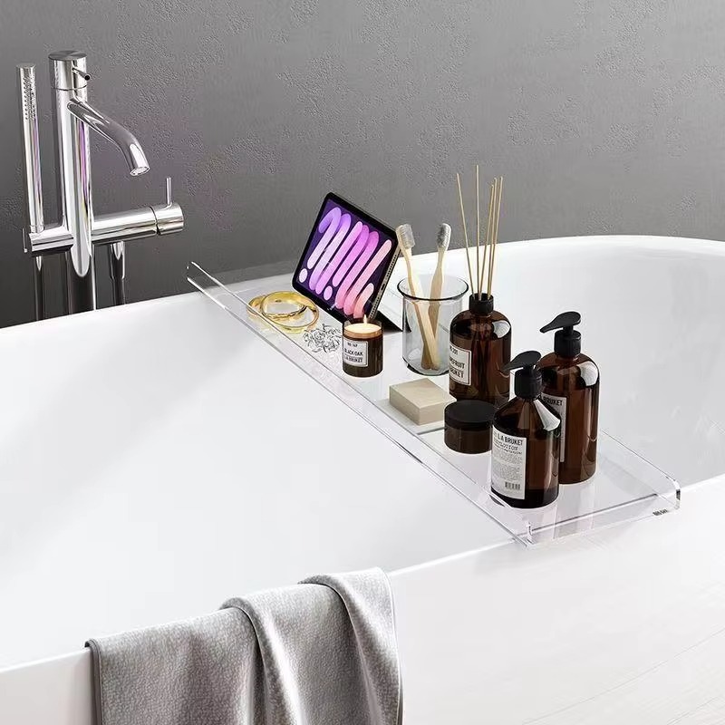 Bath Caddy Tray - Acrylic Bathtub Caddy with Phone Holder,