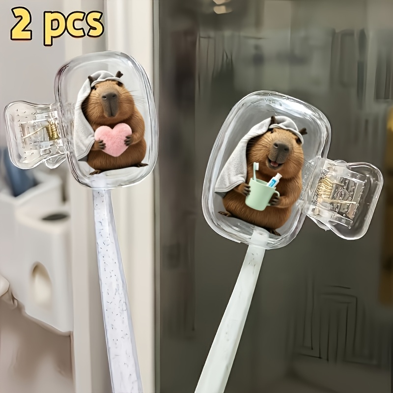 Home Essentials Bathroom Accessories - 2pcs Capybara Holding Heart And Tooth