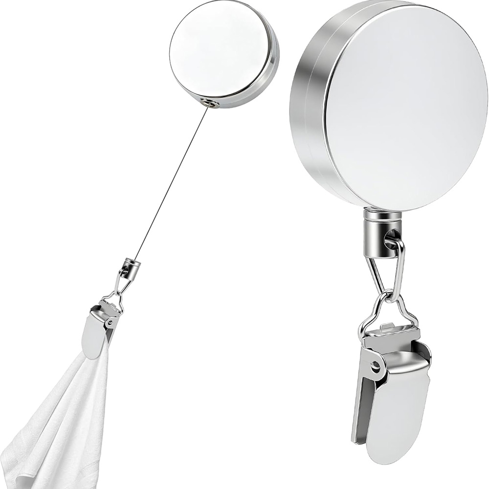 Towel Bar Stainless - Retractable Towel Clip Holder Drill-Free Self