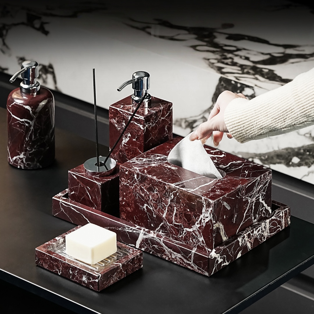 Home Bathroom Gadgets - Luxury Natural Marble Rosa Levanto Bathroom