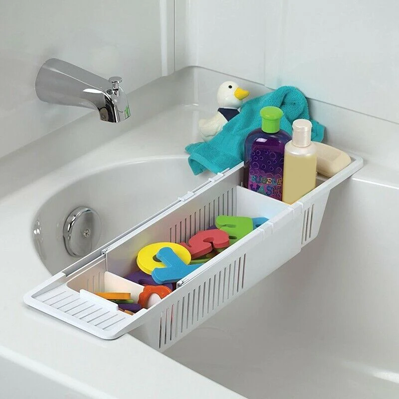 Bath Caddy Tray - Bathtub Caddy Tray Basket Retractable Multifunction