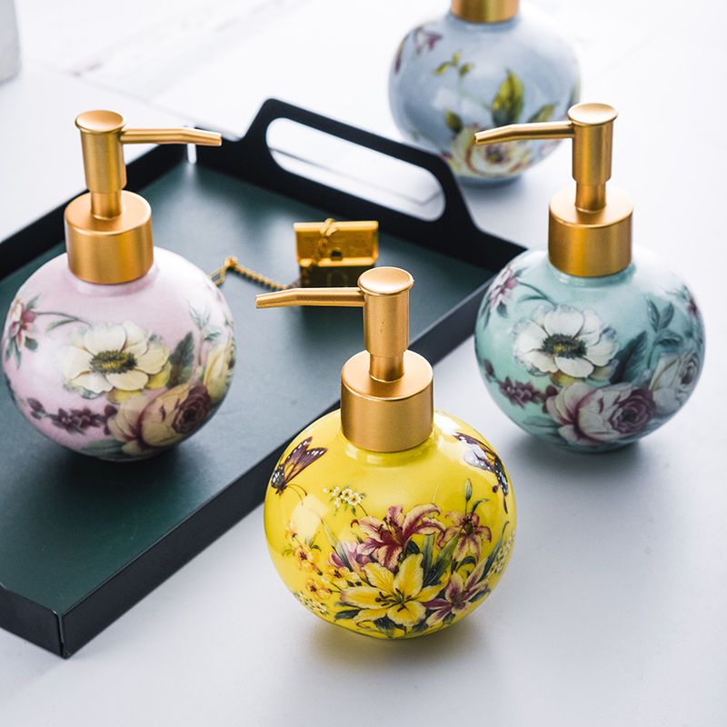 Home Bathroom Gadgets - 300ml Ceramic Sub-bottle Color Flower and