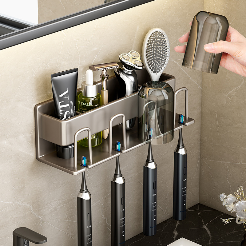 Home Bathroom Gadgets - Bathroom Shelves Wall Mount Toothbrush Cup