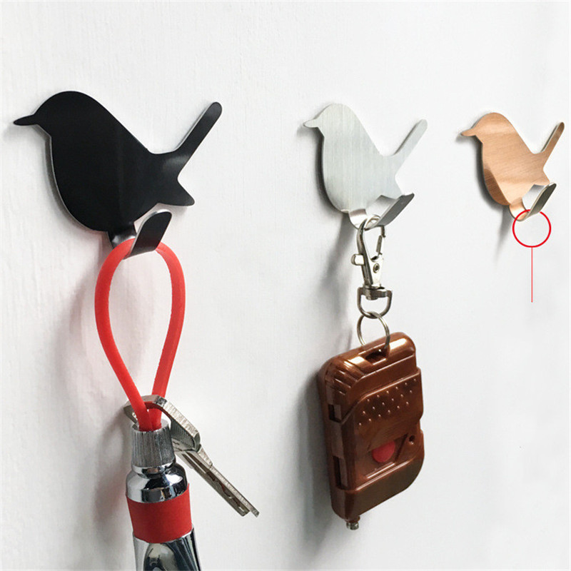Towel Bar Stainless - 2Pcs Self Adhesive Hooks Bird Pattern
