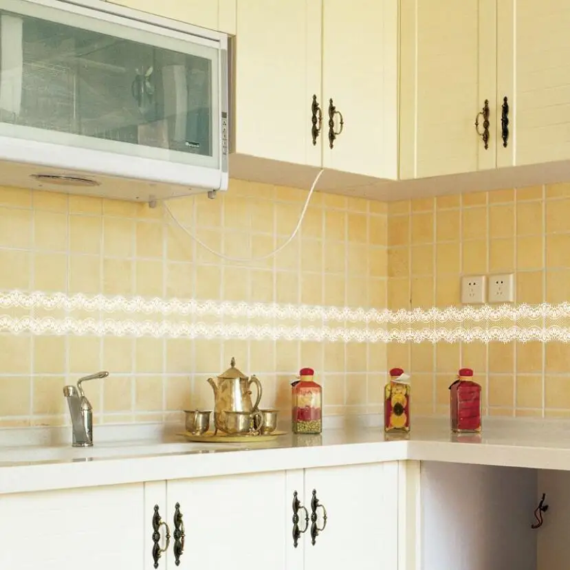 Home Bathroom Tiles - Sweet Lace Design Wallpaper Borders Sticker