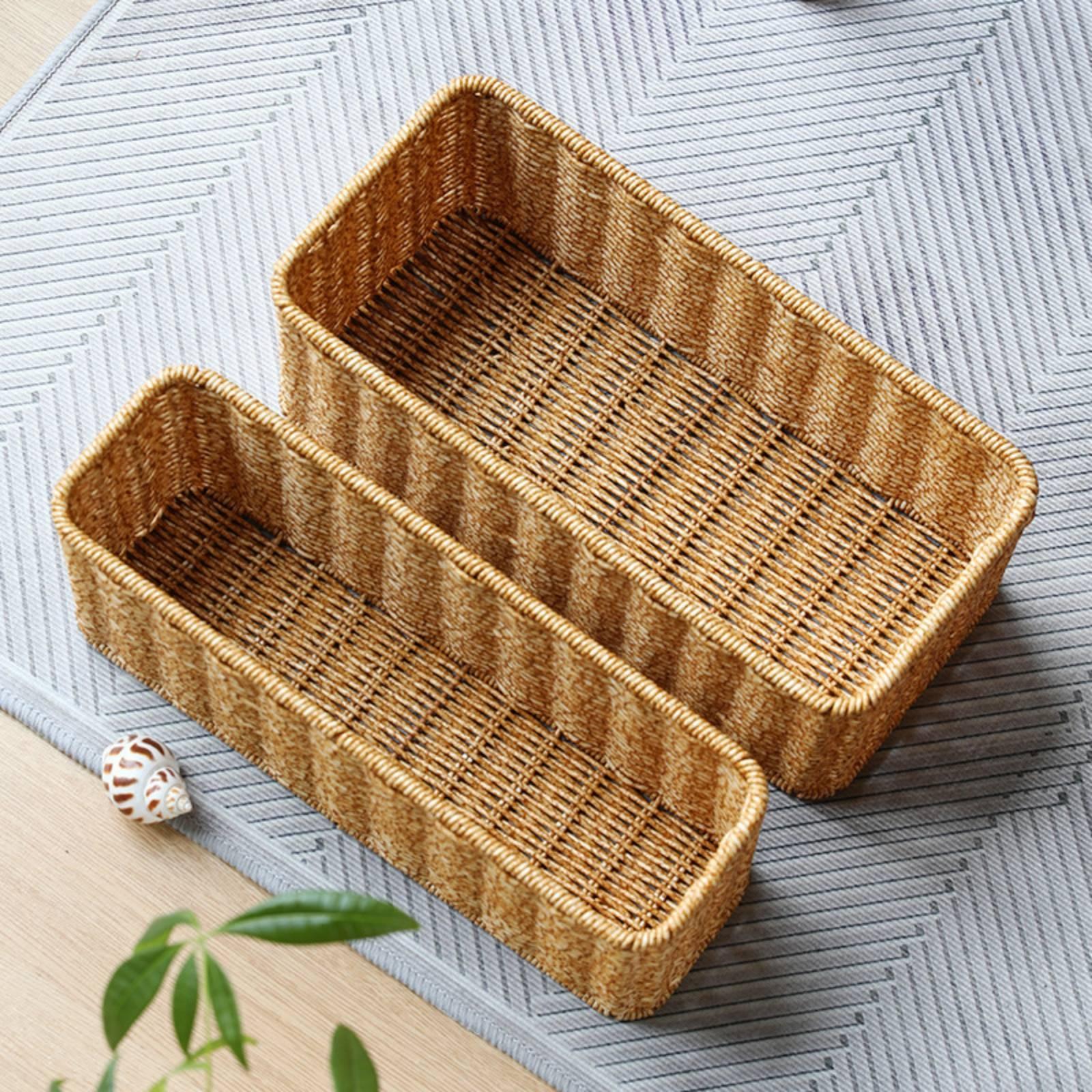 Home Essentials Bathroom Accessories - Plastic Rattan Bathroom Storage Basket Structured