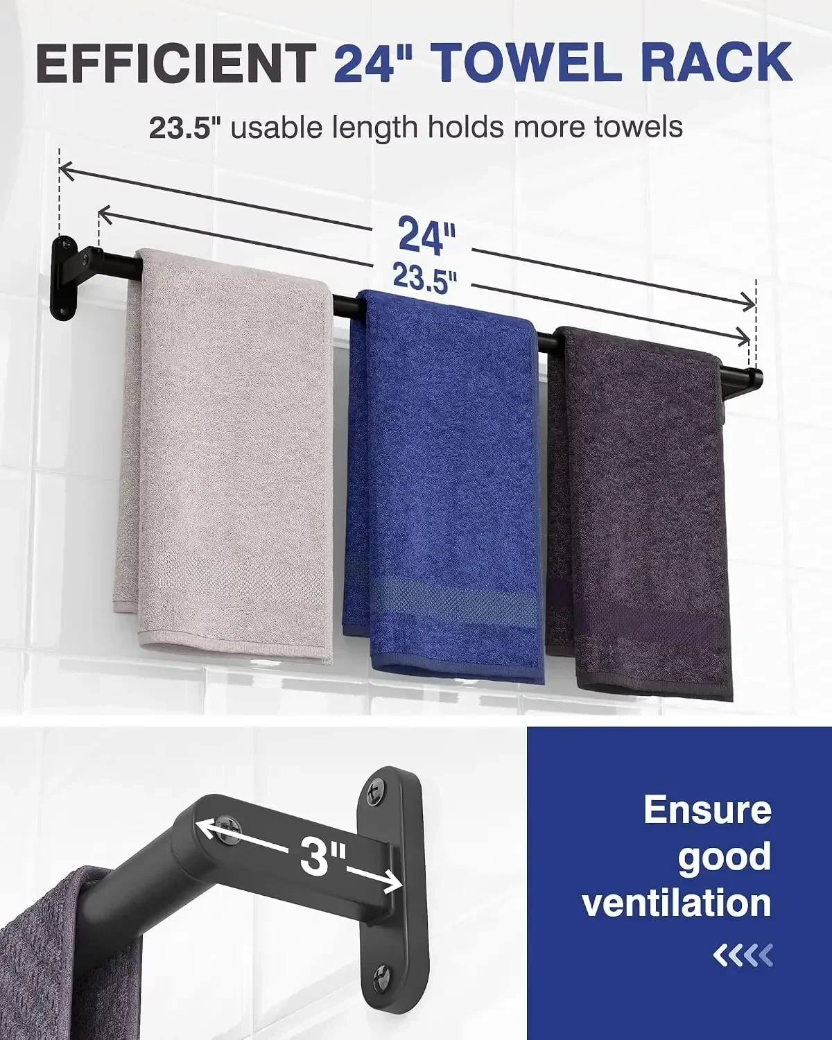 Matte Black Towel Rack for Bat - Home Essentials Bathroom Accessories review and price