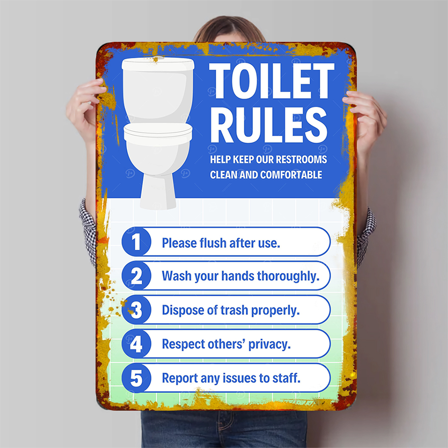 Custom Toilet Rules Metal Sign - Home Bathroom Etiquette review and price