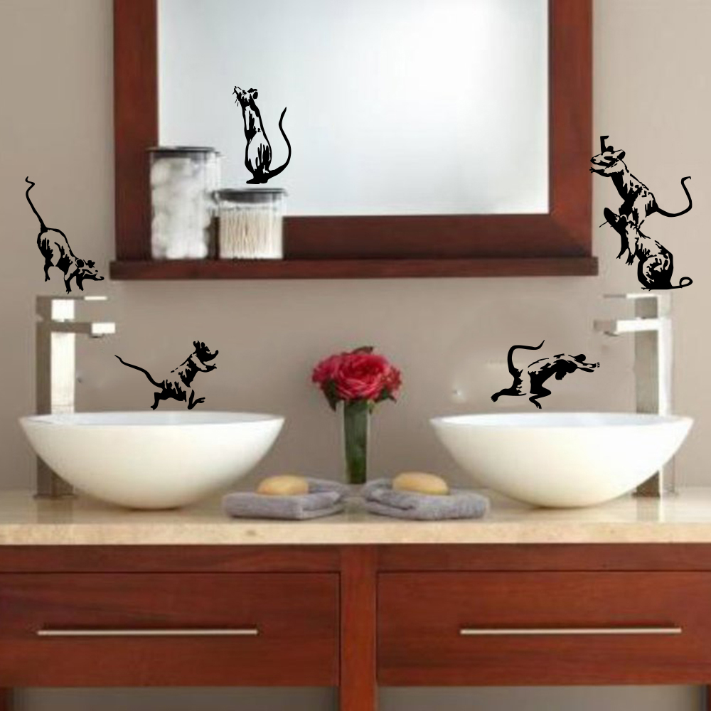 5Pcs Banksy Toilet Rats Wall S - Home Bathroom Tiles review and price