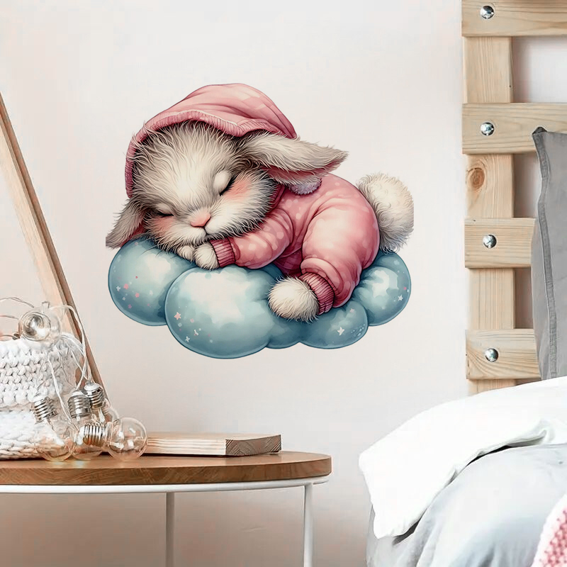 Cute Sleepy Bunny Sticker, Wat - Home Bathroom Tiles review and price