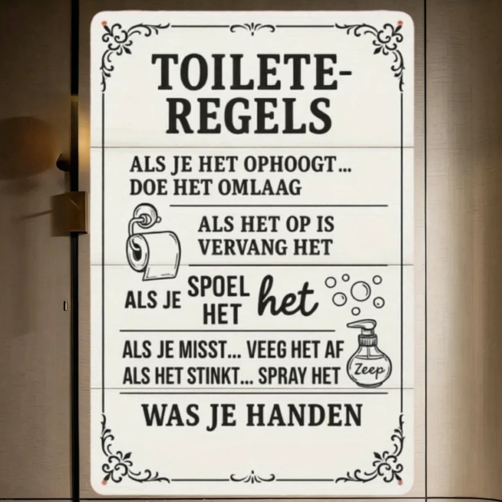 2D Dutch Bathroom Rules Metal  - Home Bathroom Etiquette review and price