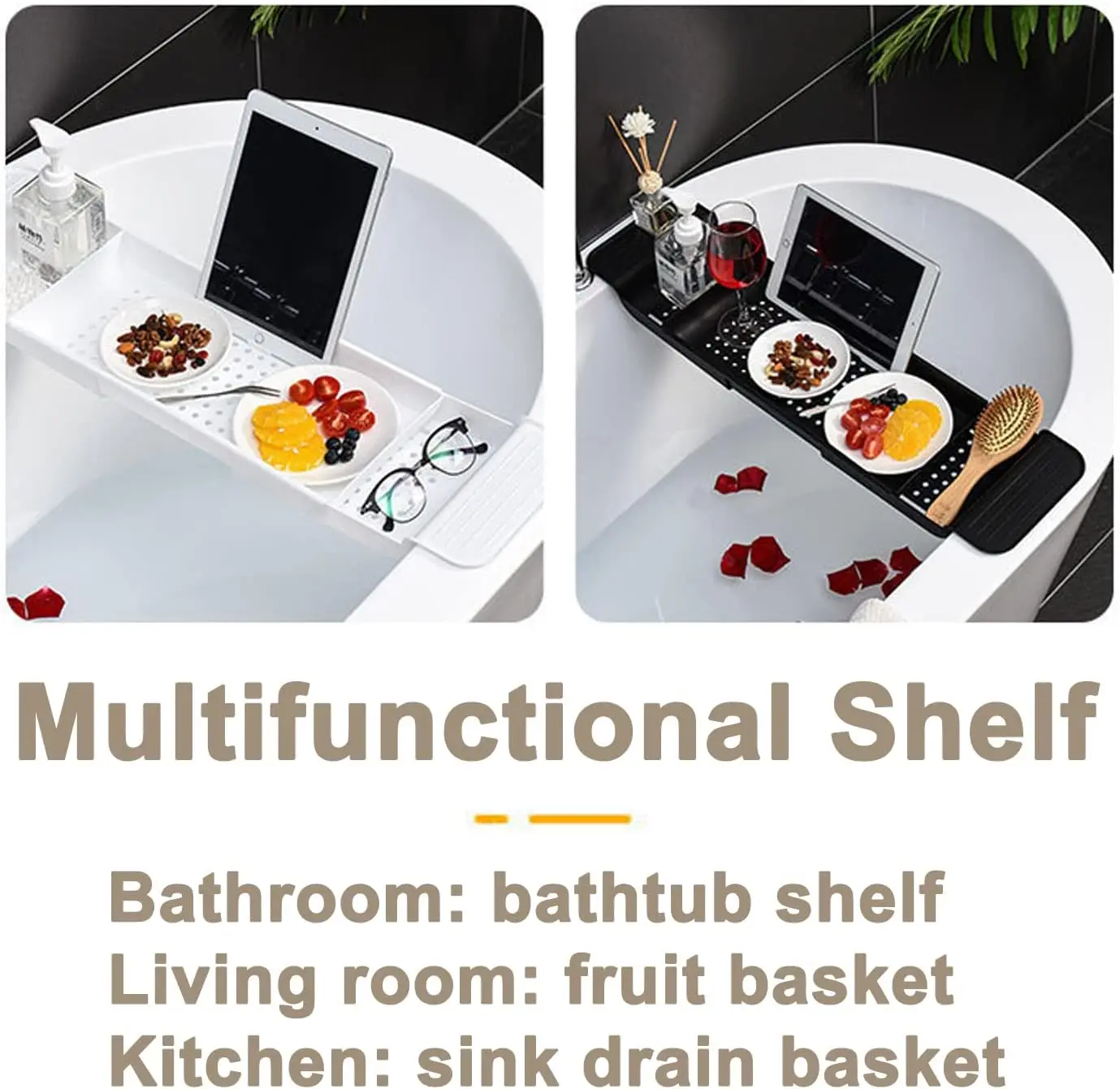 Expandable Drain Bath Shelf Ca - Bath Caddy Tray review and price