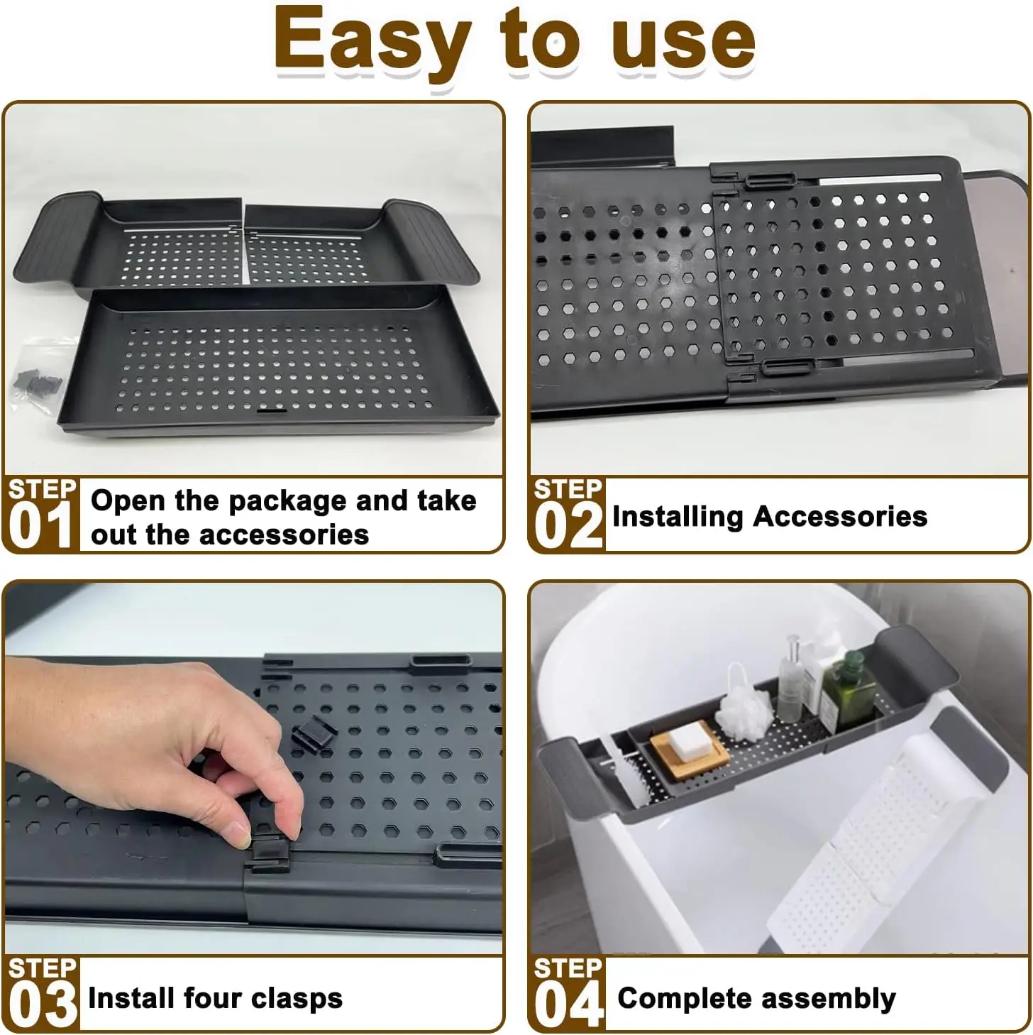 Expandable Drain Bath Shelf Ca - Bath Caddy Tray review and price
